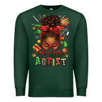Sports Green santa's favorite nail artist afro messy bun Premium Sweatshirt - texasbilliewilder