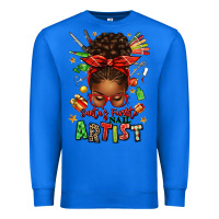 True Royal santa's favorite nail artist afro messy bun Premium Sweatshirt - texasbilliewilder