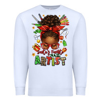 White santa's favorite nail artist afro messy bun Premium Sweatshirt - texasbilliewilder