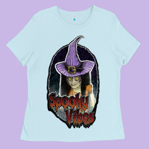 Spooky Vibes Ladies Tee Designed By Jahusdesignshop