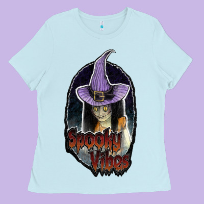 Spooky Vibes Ladies Tee Designed By Jahusdesignshop