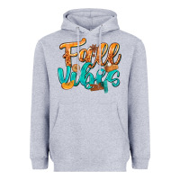 Heather Grey Fall Vibes with Food Heavyweight Hoodie - texasbilliewilder