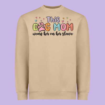 This Dog Mom Wears Her Heart On Her Sleeve Heavyweight Sweatshirt Designed By Maliassmallbusiness