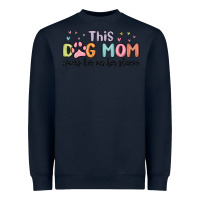 Navy this dog mom wears her heart on her sleeve Heavyweight Sweatshirt - MaliasSmallBusiness