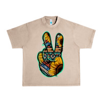 French Oak Aztec Sunflower Peace Sign Urban Heavy Tee - Jasminsmagicworld