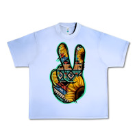 Grape Ice Aztec Sunflower Peace Sign Urban Heavy Tee - Jasminsmagicworld
