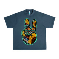 Midnight Navy Aztec Sunflower Peace Sign Urban Heavy Tee - Jasminsmagicworld