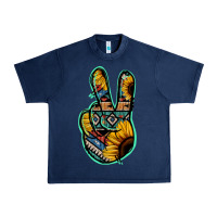 Navy Aztec Sunflower Peace Sign Urban Heavy Tee - Jasminsmagicworld