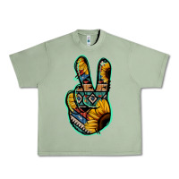 Oil Green Aztec Sunflower Peace Sign Urban Heavy Tee - Jasminsmagicworld