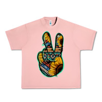 Salmon Aztec Sunflower Peace Sign Urban Heavy Tee - Jasminsmagicworld