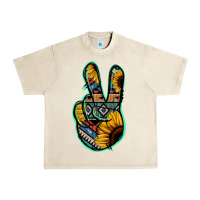 Aztec Sunflower Peace Sign Urban Heavy Tee | Teevron