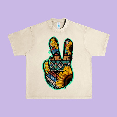 Aztec Sunflower Peace Sign Urban Heavy Tee Designed By Jasminsmagicworld