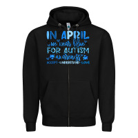 Black in april we wear blue for autism awareness Zipper Hoodie - Artiststas