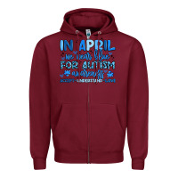 Burgundy in april we wear blue for autism awareness Zipper Hoodie - Artiststas