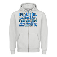 Dove Grey in april we wear blue for autism awareness Zipper Hoodie - Artiststas