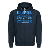 Navy in april we wear blue for autism awareness Zipper Hoodie - Artiststas