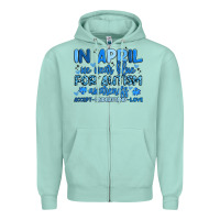Seafoam in april we wear blue for autism awareness Zipper Hoodie - Artiststas