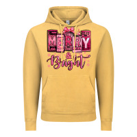 Vintage Mustard merry and bright pink Christmas Vintage Hoodie - Jasminsmagicworld