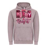 Vintage Zinc merry and bright pink Christmas Vintage Hoodie - Jasminsmagicworld