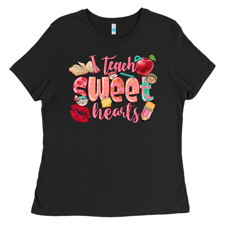 I Teach Sweet Hearts Valentine's Day Teacher Ladies Tee by FaDigitalArtStudio | Teevron