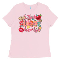 Bubblegum Pink i teach sweet hearts valentine's day teacher Ladies Tee - FaDigitalArtStudio