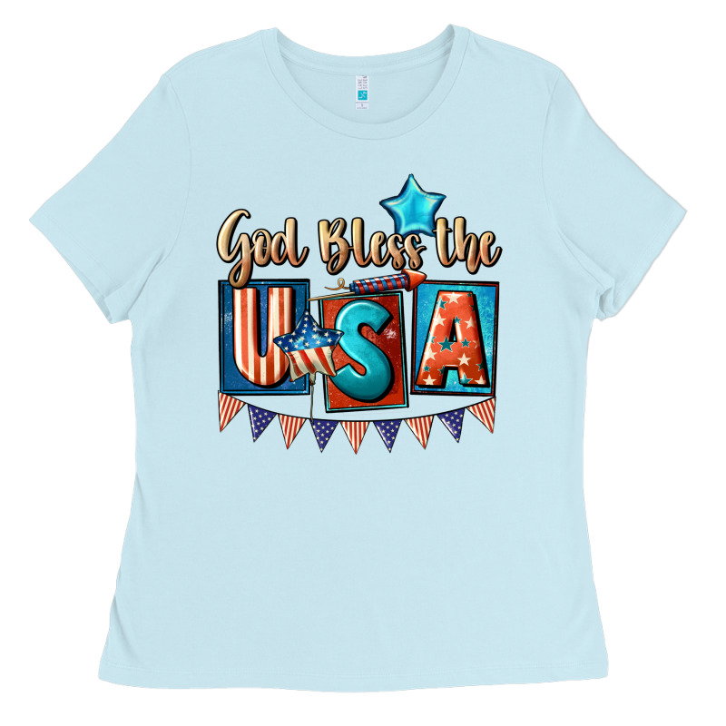 God Bless The Usa 4th Of July Ladies Tee by CowGirlArtShop | Teevron