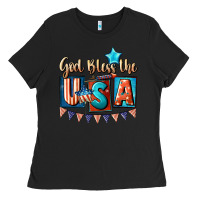Black God bless the USA 4th of july Ladies Tee - CowGirlArtShop
