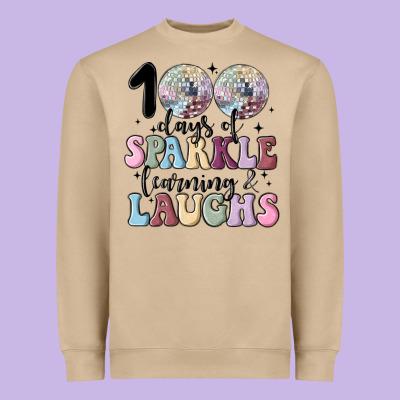 100 Days Of Sparkle Learning And Laugh Faux Sequin Heavyweight Sweatshirt Designed By Maliassmallbusiness