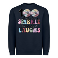 Navy 100 days of sparkle learning and laugh faux sequin Heavyweight Sweatshirt - MaliasSmallBusiness