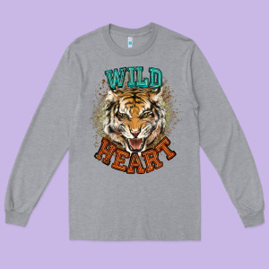 Wild Heart Tiger College Western Long Sleeve Tee Designed By Nancycooperartshop