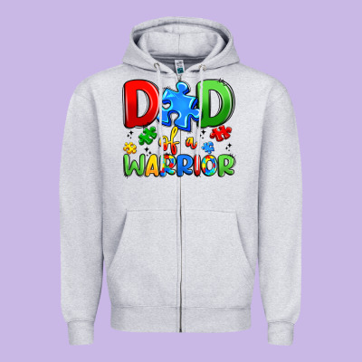 Dad Of A Warrior Zipper Hoodie Designed By Artiststas