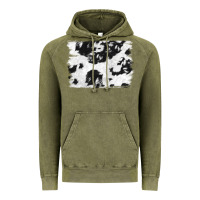 Vintage Olive black and white cowhide backround Vintage Hoodie - NancyCooperArtShop