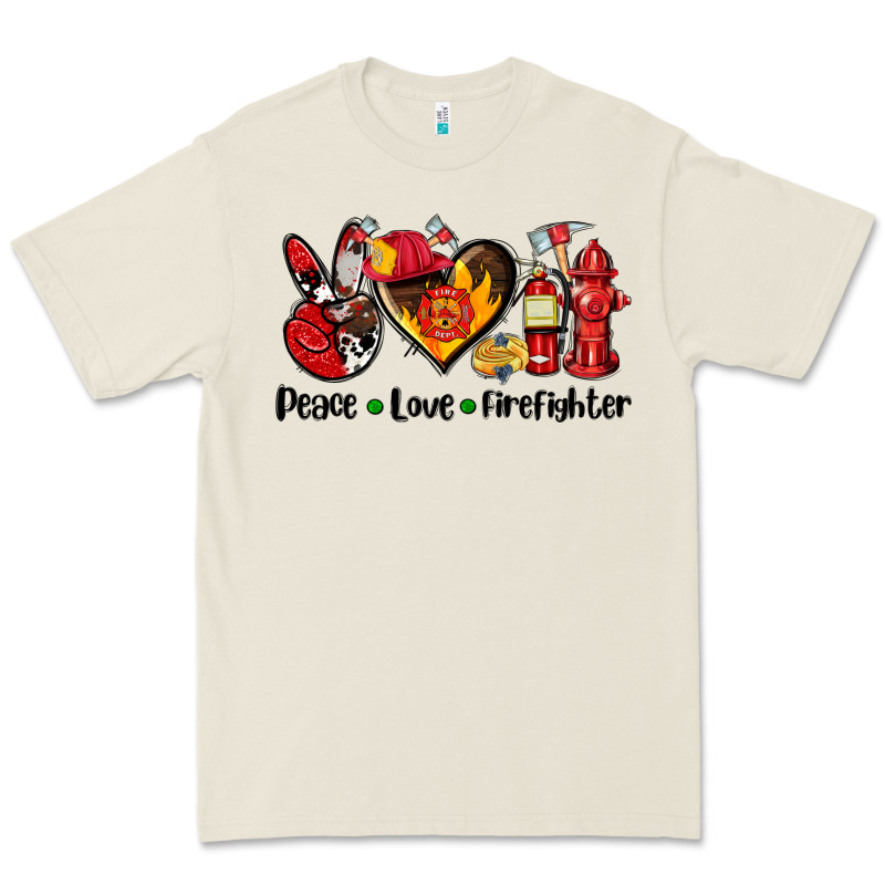 Peace Love Firefighter Premium Tee by AdoDesignShop | Teevron