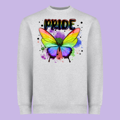 Rainbow Butterfly Pride Lgbtq Heavyweight Sweatshirt Designed By Maliassmallbusiness