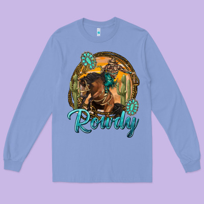Western Rowdy Long Sleeve Tee Designed By Nancycooperartshop