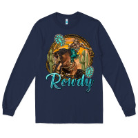 Navy western rowdy Long Sleeve Tee - NancyCooperArtShop