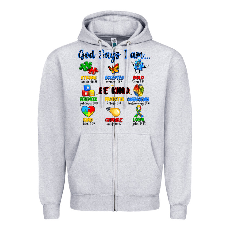 God Says I Am Autism Zipper Hoodie by Artiststas | Teevron