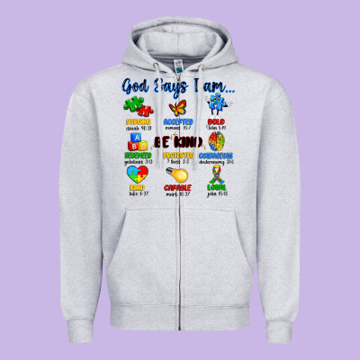 God Says I Am Autism Zipper Hoodie Designed By Artiststas