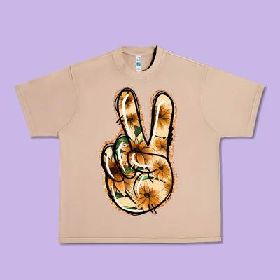 Floral Gold Peace Sign Urban Heavy Tee Designed By Jasminsmagicworld