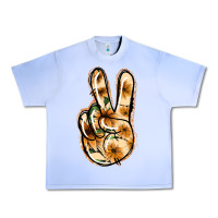 Grape Ice Floral Gold Peace Sign Urban Heavy Tee - Jasminsmagicworld