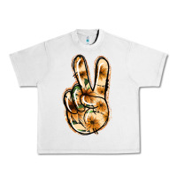 Lunar Rock Floral Gold Peace Sign Urban Heavy Tee - Jasminsmagicworld
