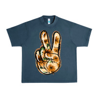 Midnight Navy Floral Gold Peace Sign Urban Heavy Tee - Jasminsmagicworld