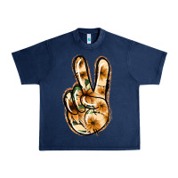 Navy Floral Gold Peace Sign Urban Heavy Tee - Jasminsmagicworld