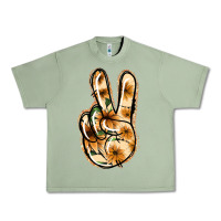 Oil Green Floral Gold Peace Sign Urban Heavy Tee - Jasminsmagicworld