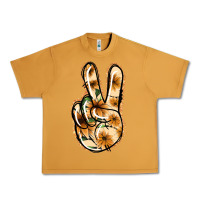 Peanut Butter Floral Gold Peace Sign Urban Heavy Tee - Jasminsmagicworld