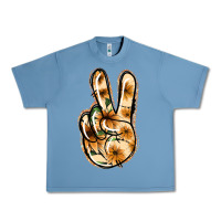 Pebble Blue Floral Gold Peace Sign Urban Heavy Tee - Jasminsmagicworld