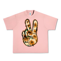 Salmon Floral Gold Peace Sign Urban Heavy Tee - Jasminsmagicworld