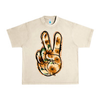 Sandshell Floral Gold Peace Sign Urban Heavy Tee - Jasminsmagicworld