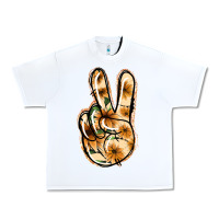White Floral Gold Peace Sign Urban Heavy Tee - Jasminsmagicworld
