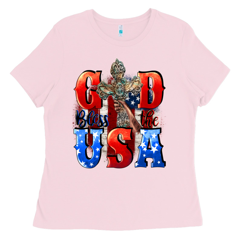 God Bless The Usa  4th Of July Ladies Tee by CowGirlArtShop | Teevron